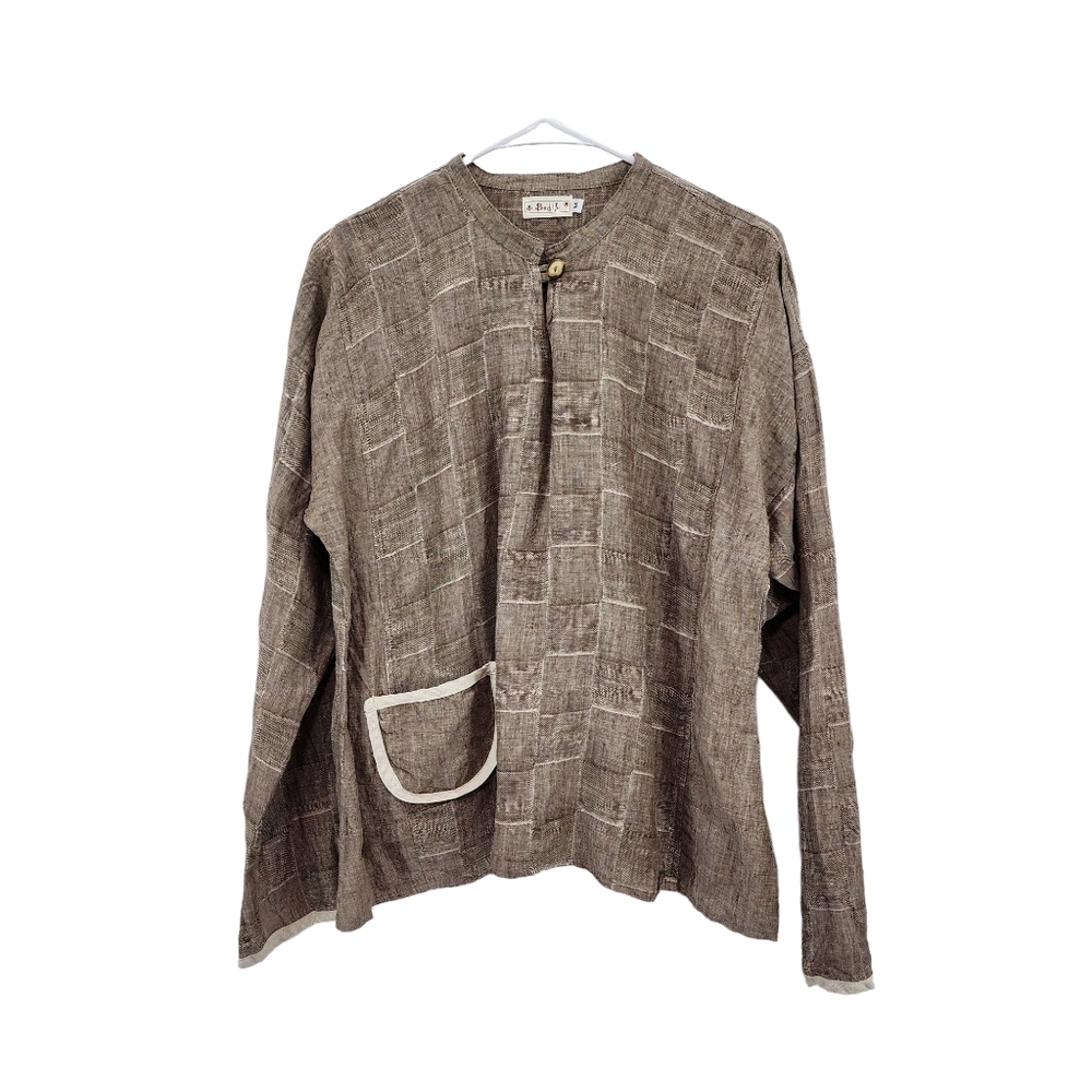 Bodil Women's 100% Linen Basketweave Pullover Top Lagenlook- M